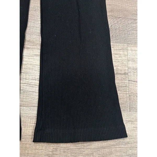 Reformation Mirabel Ribbed Hi Rise‎ Stretch Straight Leg Lounge Black Pants XS - Image 7