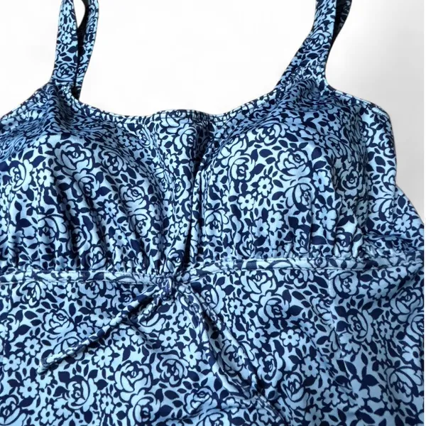 Vtg It Figures Slender Thighs One Piece Swimsuit Blue White Dress Women Sz 22w. - Image 3