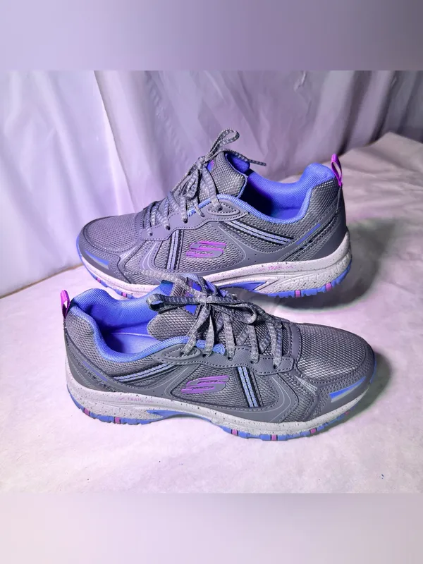 Skechers Gray Athletic Walking Shoe with Purple & Light Blue Accents - Image 2