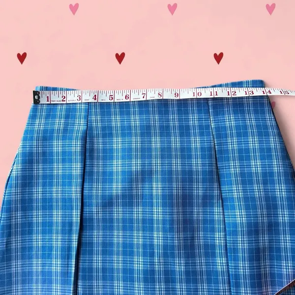 Source Unknown Blue and white plaid mini skirt - Image 6