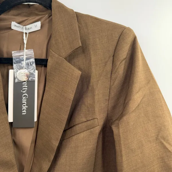 PrettyGarden Blazer Womens M Brown NWT Tailored Business Career Work Jacket - Image 2