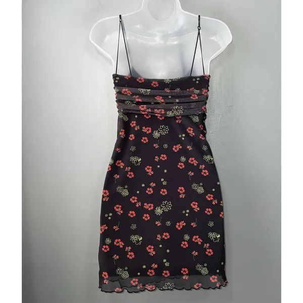 Urban Outfitters Mini Dress Juniors Size Small Black Floral Mesh Y2K Whimsigoth - Image 7
