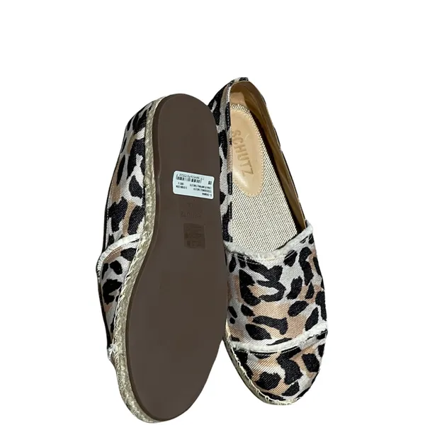 NEW Schutz Ohanna Printed Canvas Leopard Espadrilles Flat Slip On - Image 9