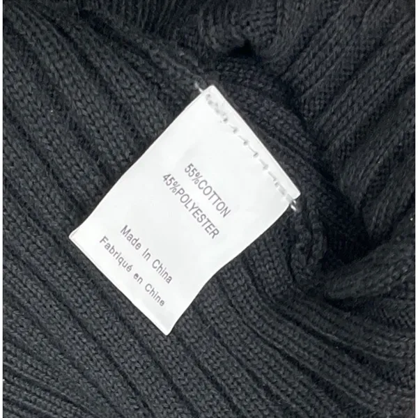 MAZE Lace Up Sweater Size Medium Black Ribbed Knit Office Siren Dark Romantic - Image 6