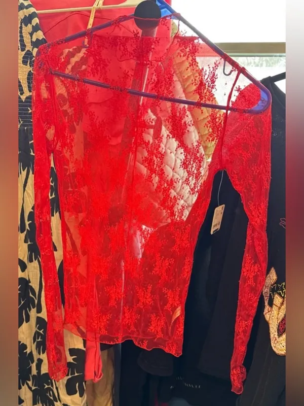 NWT Free People Intimately Lady Lux Layering Top - red racer flame - XS - Image 6