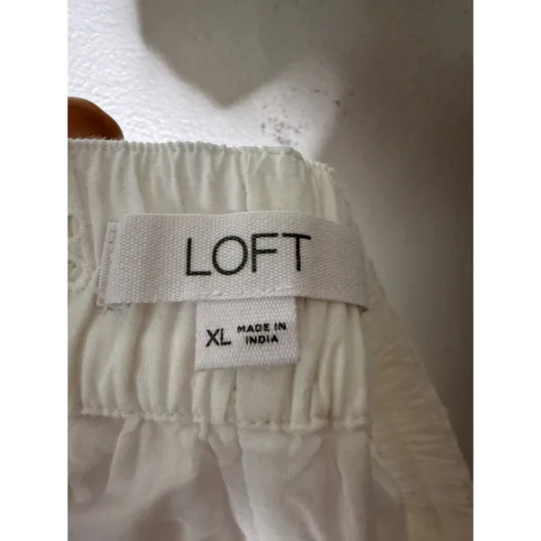 Loft white elastic waist‎ eyelet scallop hem size xl - Image 4