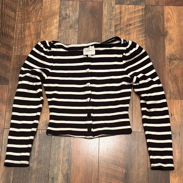 Reformation Lennox Knit Top Striped Black and White Women's Top - Image 3