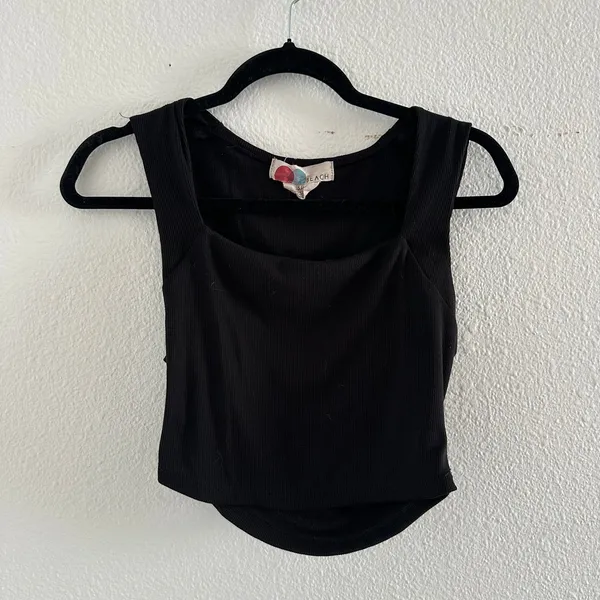Free People Daphne Ribbed Crop Top Black Size Small - Image 2