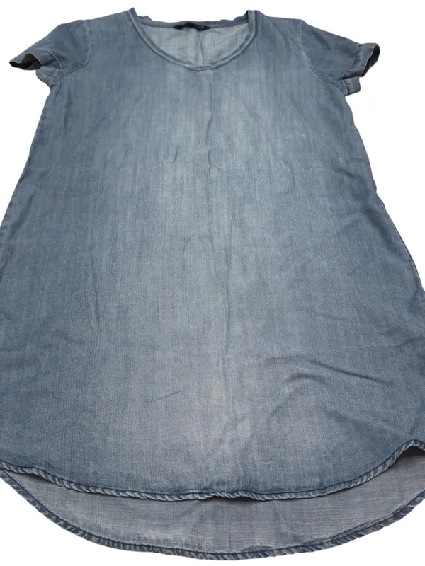 Velvet Heart Women’s S Blue Tencel Chambray Denim Shift Dress Short Sleeve Mini - Image 6