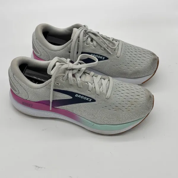 Brooks Ghost 16 Womens Running Shoes Grey Pink Mint Size 8.5 - Image 2