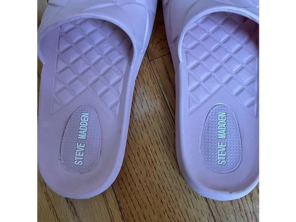 Steve Madden Womens Soulful Pink Woven Pool Slides Slip On Sandals Sz 7 - Image 8