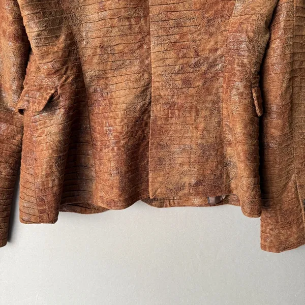 Zara sz XS‎ brown faux leather basic blazer - Image 8