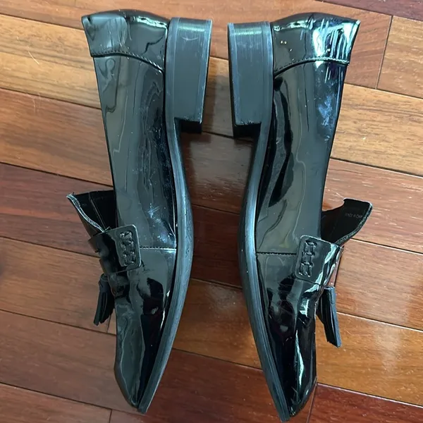 Tahari Black Patent Leather Loafers Goth Preppy Academia Twee Size 8.5 Tina - Image 3