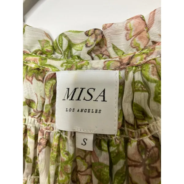 Misa Clio top blouse green goddess‎ semi sheer women's size small professional - Image 5