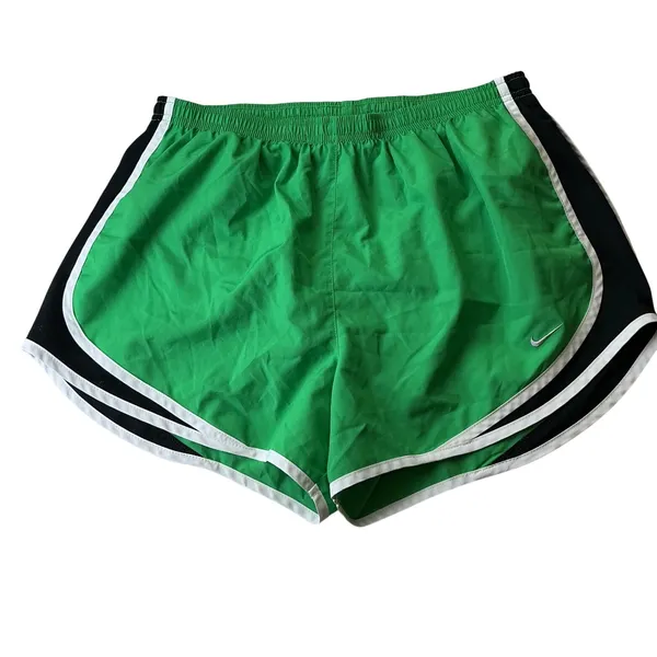 Nike Dri-FIT Tempo Running Shorts Green Black White Womens Large Athletic Gym - Image 2