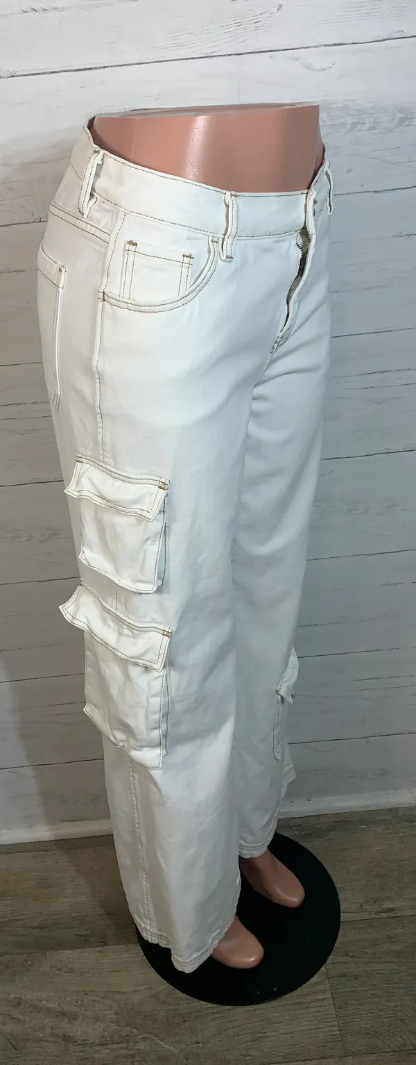 PacSun 90's baggy cargo jeans size 28 ivory womens - Image 6