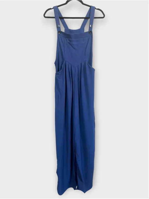 Size M Halara Adjustable Strap Plicated Waffle Casual Overalls Dark Blue - Image 2