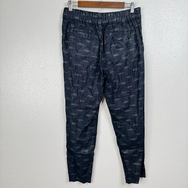 Free People Linen Blend Metallic Navy‎ Ikat Pattern Pants Size Small - Image 2