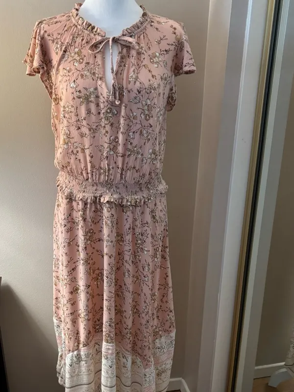 Knox Rose Dress Size L Floral Pink/Blush Midi High-Low Dress - Image 3