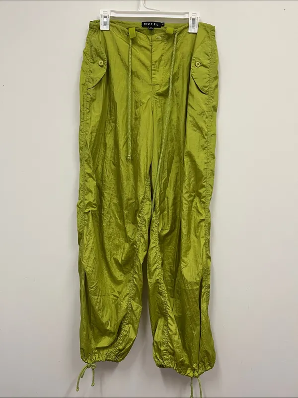 NWOT Motel Rocks Lime Green Cargo Drawstring Trousers "Pickle" size S - Image 2