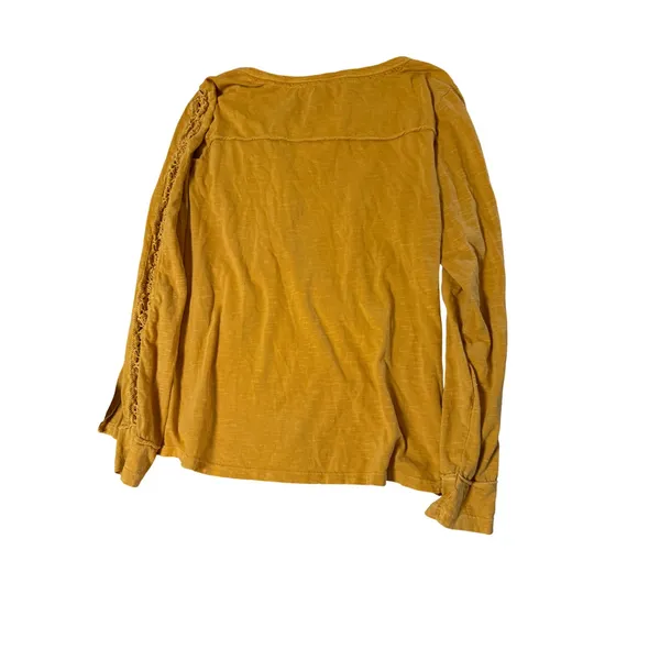 Idyllwind Size Large mustard yellow long-sleeve henley crochet lace bohemian - Image 7