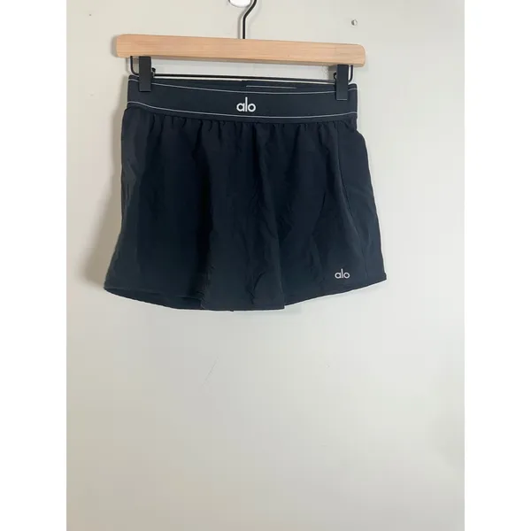 Alo Yoga Match Point Tennis Skirt Black Logo Elastic Skort Small W7158R - Image 5