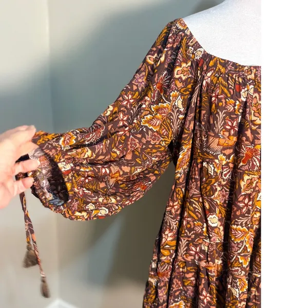 Olivaceous Paisley Tiered Mini Dress Boho Balloon Sleeve Anthropologie Medium‎ - Image 5