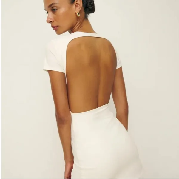 Reformation Christy Knit Dress White Size L - Image 2