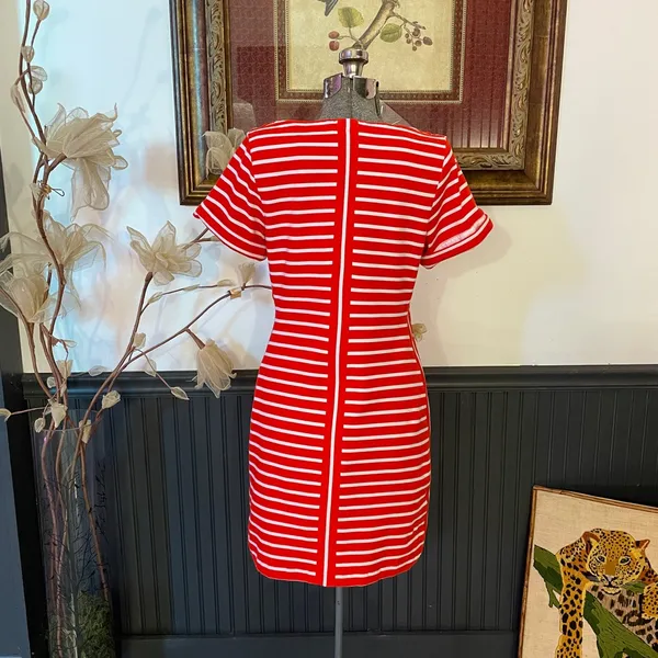 Tommy Bahama Jovanna Orange Stripe Lace-Up Shoulder Knit Dress Sz S 💚🎀 - Image 9