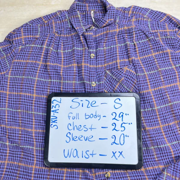 Free People Purple Plaid Metallic Button Down Shirt Womens Small Oversized Top - Image 7