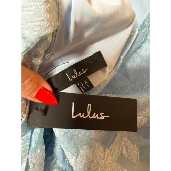 NWT Lulus Exuberant Elegance Light Blue Jacquard Drop Waist Mini Dress Party XL - Image 6
