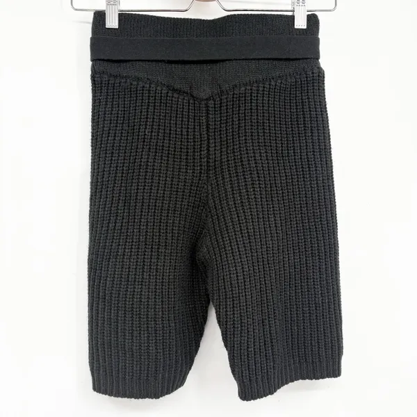 Maniere De Voir Womens Black Waffle Knit Belted Parisian Charm Shorts Size S - Image 4