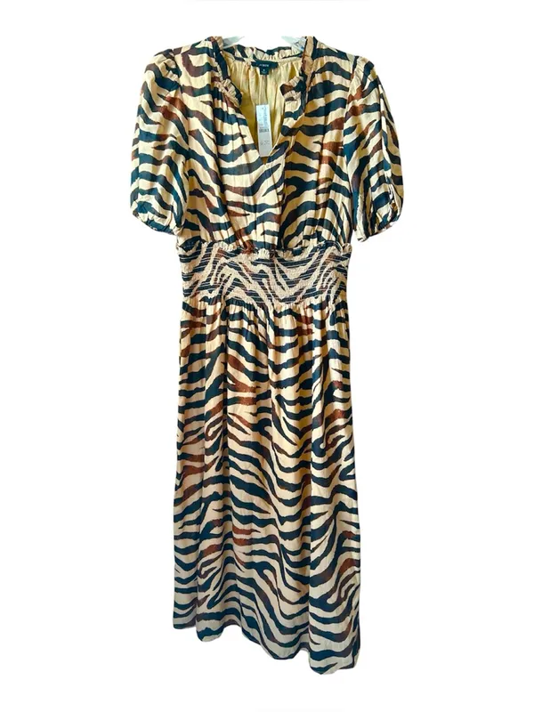 J Crew Smocked-waist cotton voile dress in zebra stripe size Small - Image 6