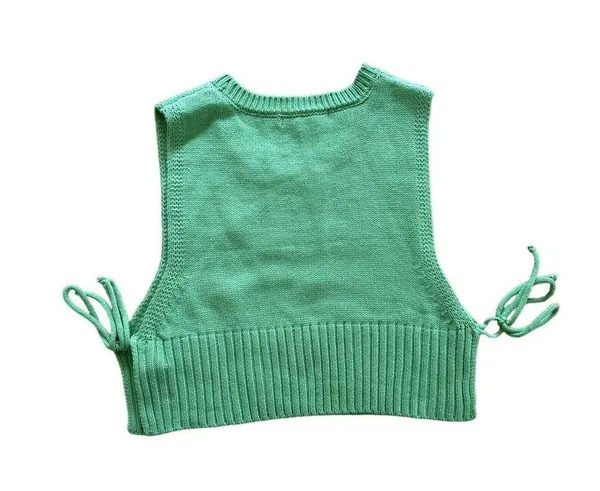 Hyfve - Crew Neck Sleeveless Sweater Vest with Side Ties in Green - Image 3