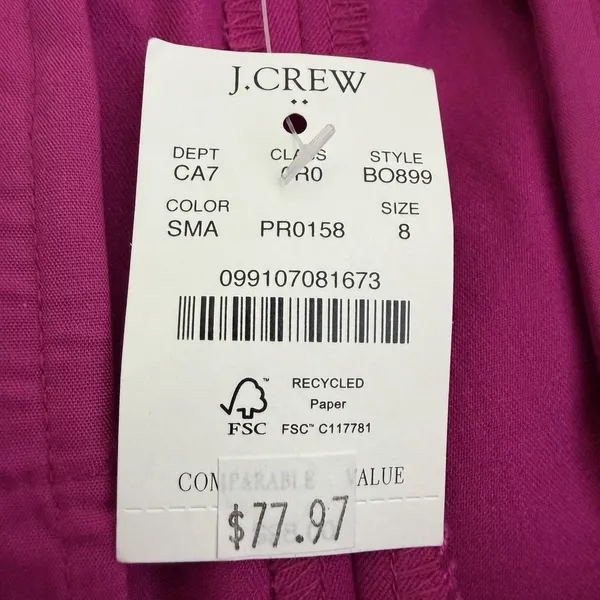 J.Crew‎ Kallie Pant Womens 8 Fuchsia Hot Pink Straight Ankle Career Stretch NWT - Image 16
