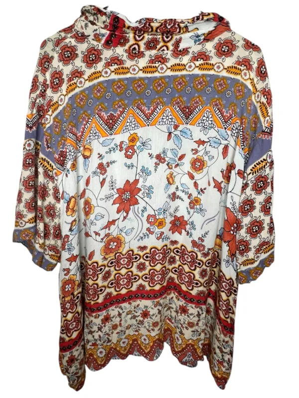 Earthbound Multicolor Boho Floral Paisley Lightweight Hippie Button Up Shirt - Image 5
