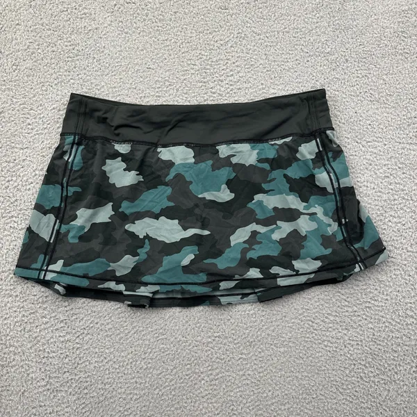 Lululemon Pace Rival Skirt Skort Green Camo Athletic Tennis Athleisure Women 12 - Image 2