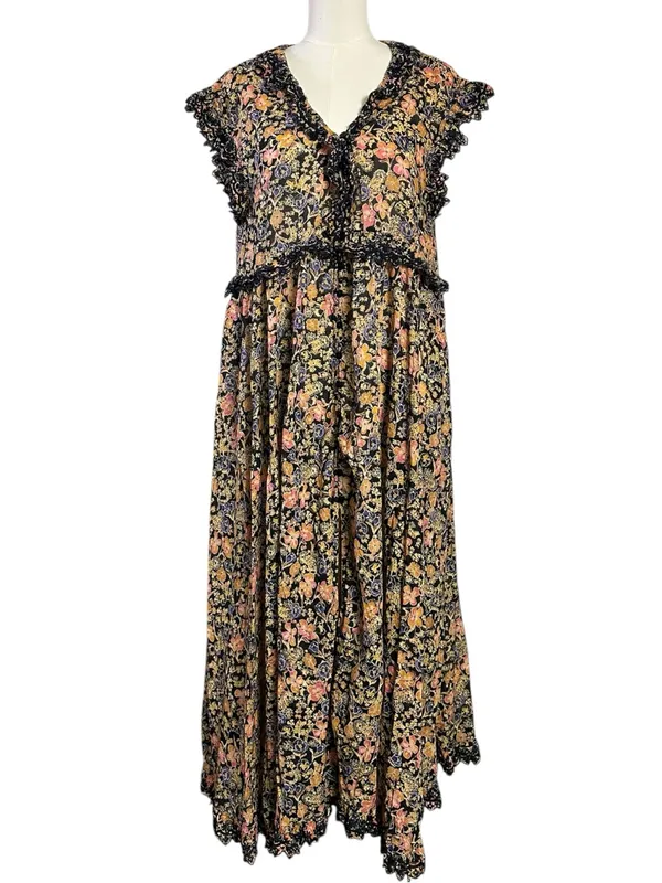 Free people Bohemian Floral Milania Maxi Dress Dark Combo Maxi Top Duster Small - Image 8