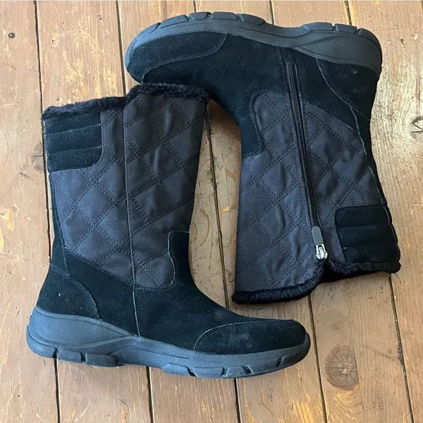 Lands' End Black Quilted Side Zip Boots - Image 5