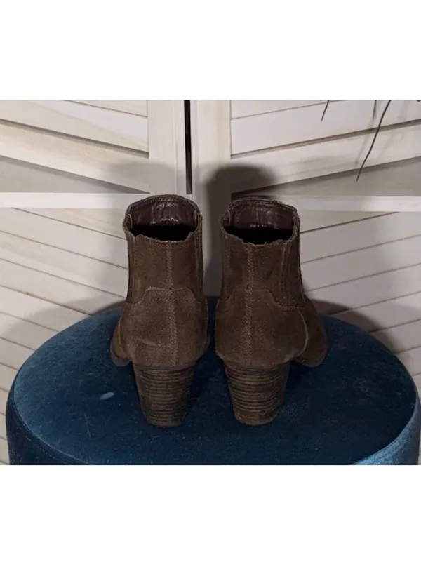 Dolce Vita Brown Suede Leather Ankle Cowboy Boots Size 9 - Image 7