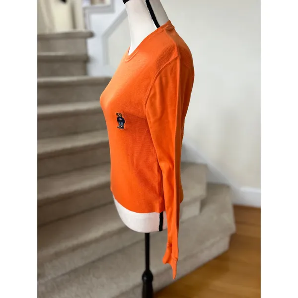 Polo Ralph Lauren American Flag Polo Bear Orange Crewneck Reworked Long Sleeve - Image 4