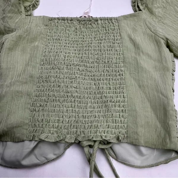 WAYF Secrets Kept Gathered Flutter Sleeve Top‎ XS Green Coquette NEW *TINY FLAW - Image 14