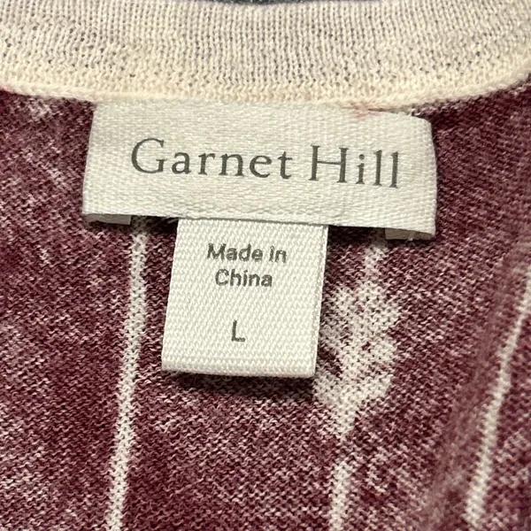 Garnet Hill Sweater Womens Large Signature Eco Merino Wool Cardigan Maroon - Image 3
