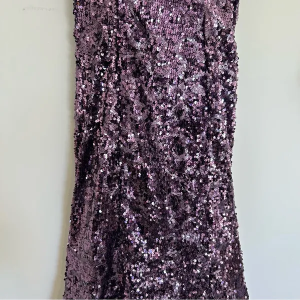 Cinderella Divine Purple‎ Strapless Sequin Beaded Corset Back Long Gown Dress 4 - Image 7