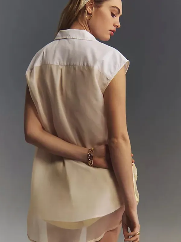 Maeve Anthropologie Bennet White Sleeveless Buttondown Muscle Tank Top M - Image 12