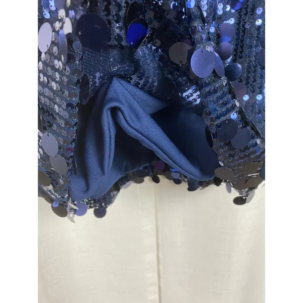 Stacees Dark Navy Sequin Mini Dress Sz.8 NWT Blue - Image 12