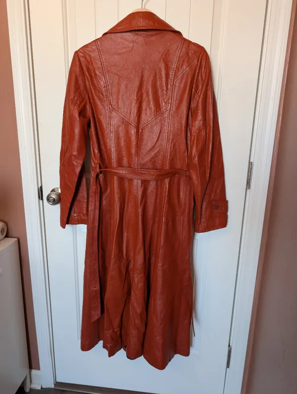 Vintage Wilsons Leather Women’s Trench Coat W12 Brunt Orange/Brown - Image 2
