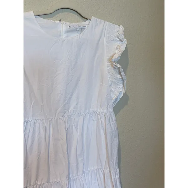 English Factory White Ruffle Tiered Mini Dress Size M Coastal Preppy - Image 5