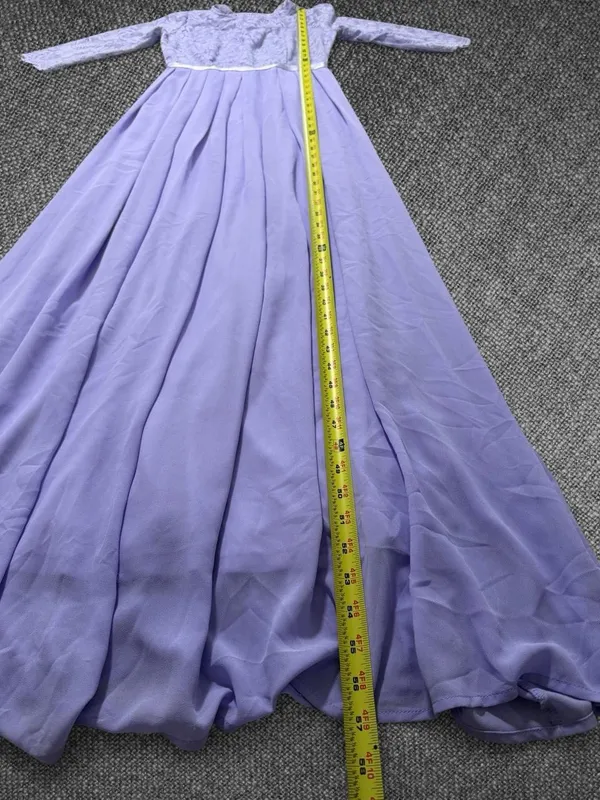 Miusol Lavender Lace Chiffon A-Line Formal Maxi Dress Size 9 - Image 7