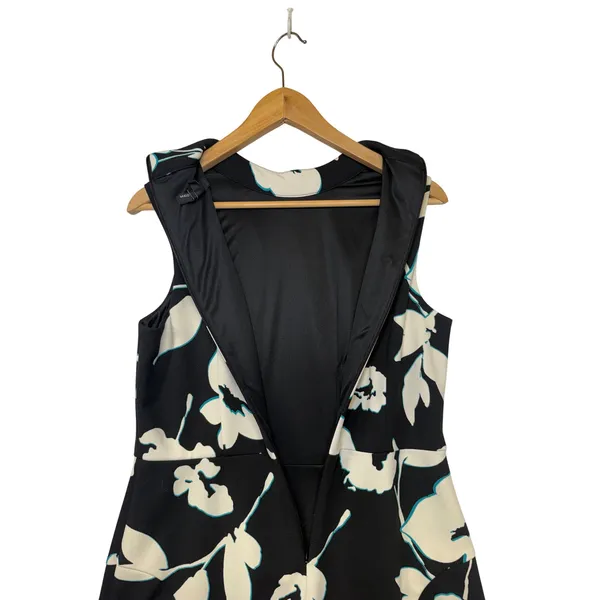 Maggy‎ London Womens Floral Mock Neck Sleeveless Midi Dress Black White Size 10 - Image 13